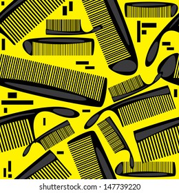 seamless pattern combs on yellow background