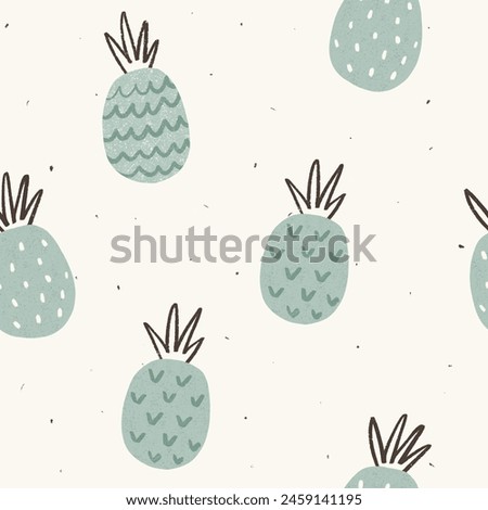 Seamless pattern with cool  mint pineapples. Creative texture for fabric, wrapping, textile, wallpaper, apparel. Illustration in mint and milk.