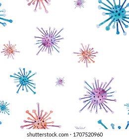 seamless pattern  covid 19 Watercolor drawing    virus structure  for posters  cards  fabric prints 