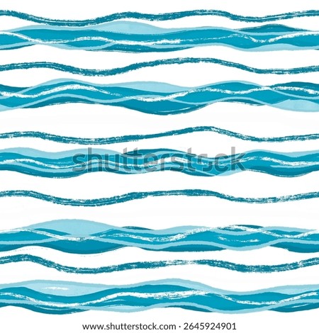 Seamless pattern with crayon wavy lines. Abstract pastel background with stripes with chalk texture