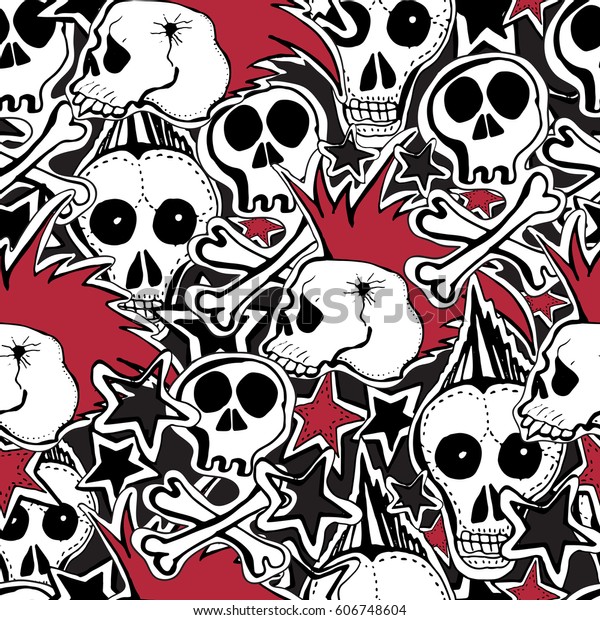 Seamless Pattern Crazy Punk Rock Abstract のイラスト素材