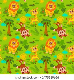 Seamless pattern with cute animals. - Shutterstock ID 1475819666