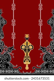 Seamless pattern of decorative  floral element.