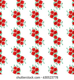 Seamless pattern with decorative summer poppy flowers on a white background, watercolor illustration.