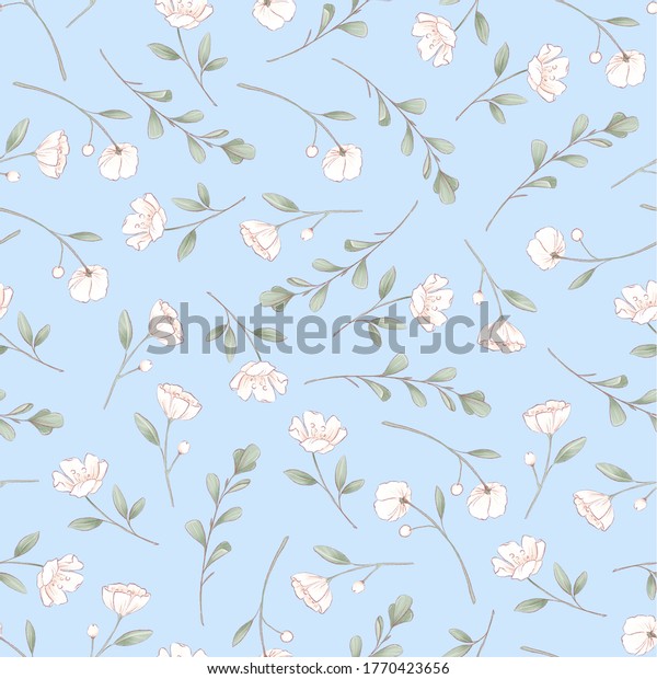 Seamless Pattern Delicate Roses Hand Drawing Stock Illustration ...