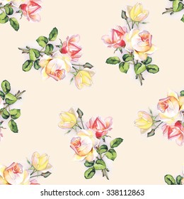 Seamless Pattern Delicate Roses Original Hand Stock Illustration ...