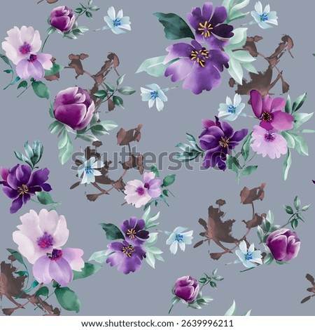 Seamless pattern design, red and green mixed small flower pattern, for textile print ideas, digital print or background image.
