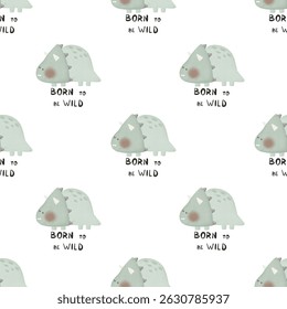seamless pattern with dinosaurs, decor elements. Colorful illustration, flat style. design for fabric, print, wrapper	
