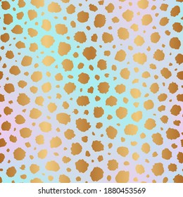 Seamless Pattern. Elegant Dalmation Gold Dot Texture. Irregular Golden Dots. Polkadot For Design Prints. Abstract Polka Background. Repeating Delicate Gold Dot. Modern Stylish Backdrop. Illustration