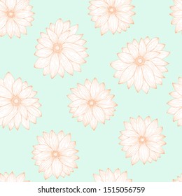 Seamless pattern, endless template of hand drawn flower gerbera illustration