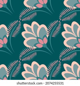 Seamless pattern, endless texture - stylized flowers - graphics. Plants. Design elements