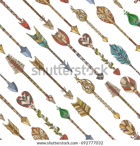 Download Seamless Pattern Ethnic Arrows Set Handdrawn Stock ...