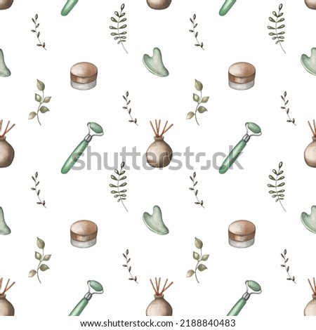 
Seamless pattern of face care elements. Facial massagers.