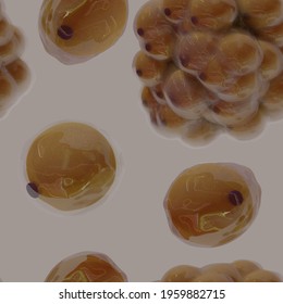seamless pattern with fat cells, adipocytes on a neutral background. 3D render. adipose tissue 