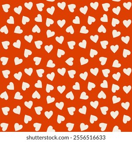 Seamless pattern featuring cream hearts on a red background. This charming and romantic design is perfect for Valentine's Day projects, wedding invitations, love-themed designs, wrapping paper, fabric - Powered by Shutterstock