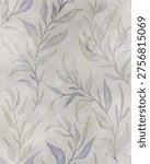 Seamless pattern featuring a misty image with leafy branches