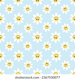 Seamless pattern flower smile background, sweet smile elements in the background fabric pattern T-shirt children men women fashion seamless