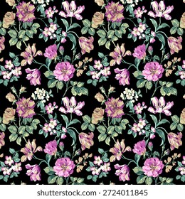A seamless pattern with flowers