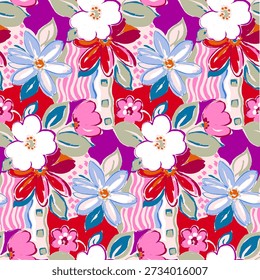 A seamless pattern with flowers