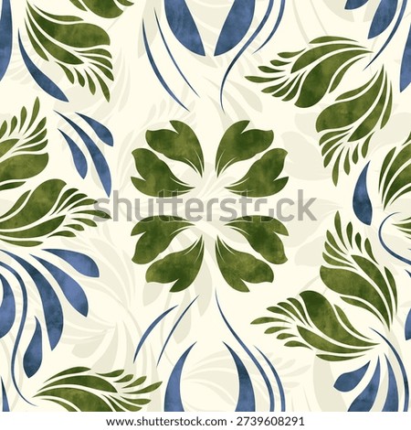 seamless pattern with flowers beautiful arabesque colorful textured cream colors design