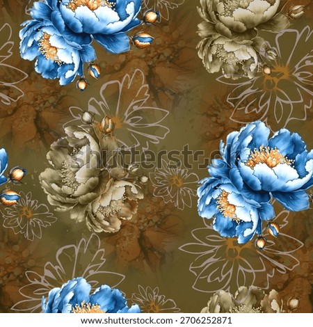 seamless pattern with flowers and geometric illustrations. abstract floral background, Vibrant colors, high-resolution quality, perfect for textiles and digital designs.