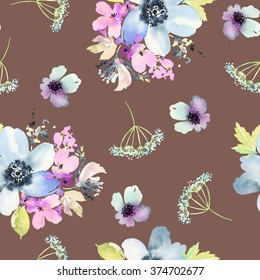 Seamless Pattern Flowers Watercolor Gentle Colors Stock Illustration ...