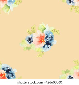 Seamless pattern with flowers watercolor. Gentle colors. Female pattern. Handmade. - Shutterstock ID 426608860