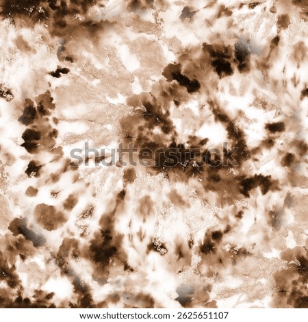 Seamless Pattern Fluid Paint Mixed.  Aquarelle Flat Graphic Simple Shape.  Modern Fluid Effect Painting. Brown Wet Design Swirl. Brown Seamless Graphic Sorrel Spiral.