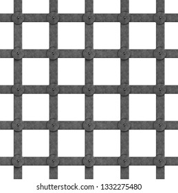 Seamless pattern in the form of an iron lattice. Medieval style. The doors of the gate. The rods are interconnected by disks. Illustration.