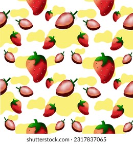 Seamless pattern of fresh strawberry background - vector illustration. Stock Illustration