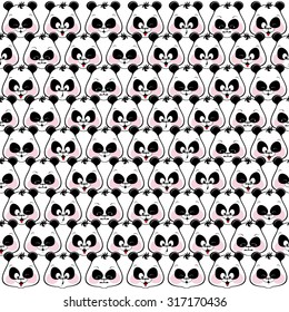 Seamless pattern of funny muzzles pandas. Illustration of funny faces the Bruins