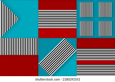 Seamless Pattern Geometric Colorful Six Part Of Black And White Line Work