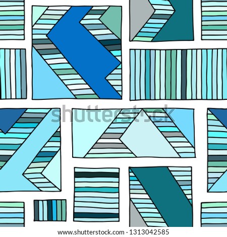 Seamless pattern. geometrical hand drawn background with rectangles, squares, lines. Print for background, wallpaper, packaging, wrapping, fabric.