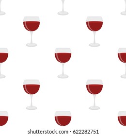 Seamless Pattern Of Glass For Wine, Merlot, Cabernet, Sangria. Cocktail Glassware. Cartoon Flat Style.