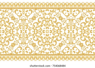 Seamless Pattern Golden Textured Curls Oriental Stock Illustration Shutterstock