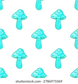 seamless pattern green mushrooms