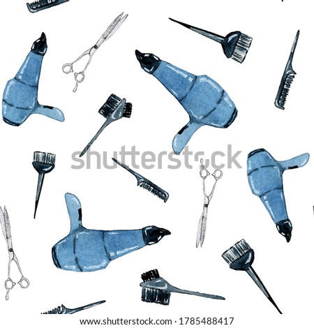 Seamless pattern with hairdressing tools