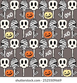 
Seamless pattern Halloween cartoon background icons dead characters prefer dark calm night fashion children t-shirt repeat cute doodle art fabric pattern background wallpaper hand drawn.
