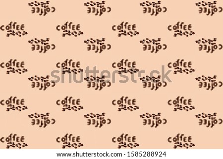 Seamless pattern hand drawing of the word coffee and coffee bean on brown