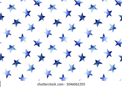 Seamless Pattern Of Hand Made Watercolor Stars