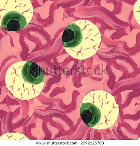 Seamless pattern with hand painted horror eyes