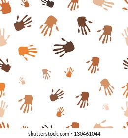 Seamless pattern of hand, people of different races
