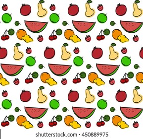 seamless pattern with hand-drawn fruit
