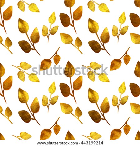 Similar – Yellow autumn leaves pattern on white