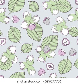 Seamless pattern with hazelnut.