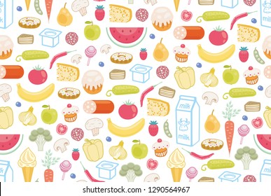 Seamless Pattern With Healthy Food