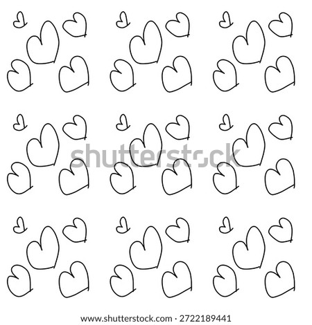 seamless pattern with hearts writen by hand