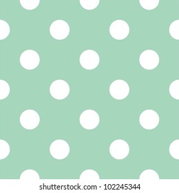 Seamless Green And White Polka Dot Background Stock Photo, Picture
