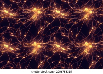 Seamless pattern illustration. Abstract pattern of glowing neural network.