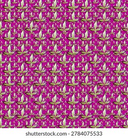 seamless pattern image of three branch leaves, The repeating arrangement creates an aesthetic pattern with a natural feel, suitable for floral, nature, spring themes, and decorative background designs and fabric motifs.